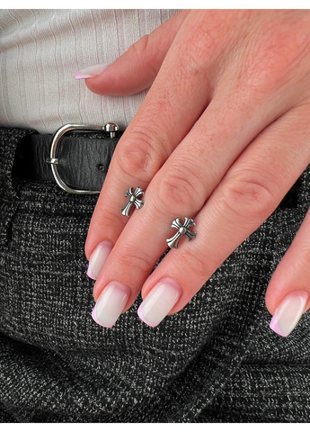 Готичні панк сережки у вигляді хрестика із медичної сталі ES-066 No Brand (299330499)