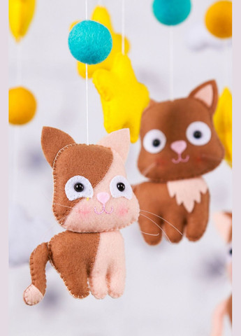 Дитячий музичний мобіль на ліжечко для немовлят WooolyWool «Кошенята» з 35 мелодіями (М010) No Brand (342757922)