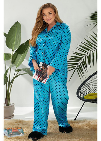 Блакитна всесезон жіноча піжама в горох Ager 257R333
