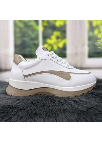 Кросівки жіночі шкіряні на високій підошві Hengji білі демісезони (294050620)