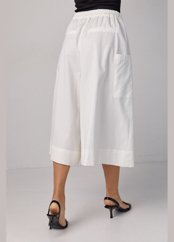 Женские штаны-кюлоты с имитацией юбки - молочный Lurex (293292912)