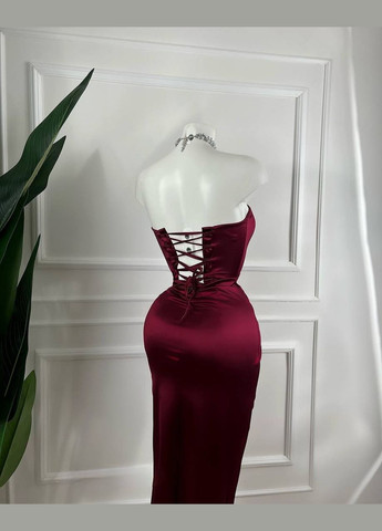 Бордова вечірня сукня No Brand однотонна