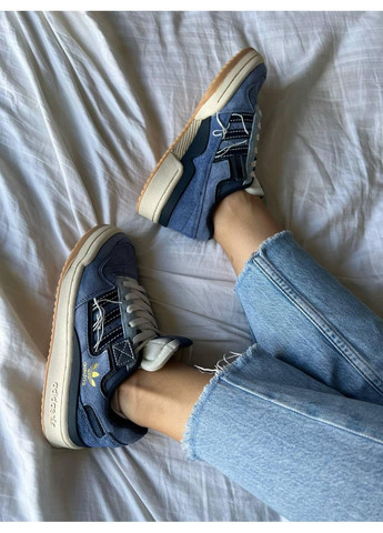 Білі Осінні кросівки чоловічі adidas forum 84 low blue denim gum адідас форум 84 No Brand