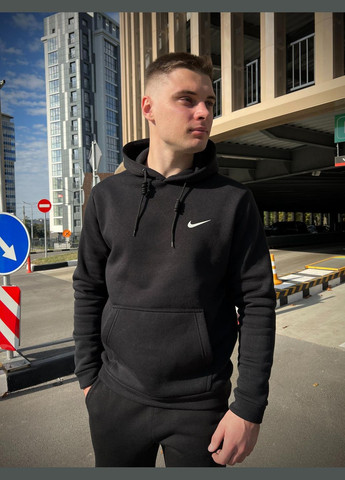 Зимовий спортивний костюм з начосом чорний худі + чорні штани Vakko (301747003)