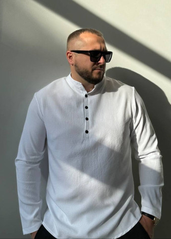 Белая повседневный, кэжуал рубашка однотонная MonsterBrand