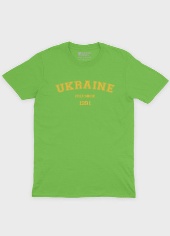 Салатовая демисезонная футболка для мальчика с патриотическим принтом ukraine (ts001-1-kiw-005-1-016-b) Modno