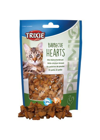 Ласощі Premio Barbecue Hearts для котів сердечка з куркою 50 г Trixie (331651531)