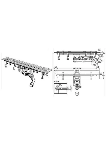 Душевой лоток Advantix Vario 30-120 см 721671 Viega (335425931)