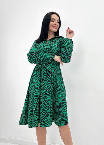Зелена повсякденний, кежуал сукня міді Fashion Girl зебра