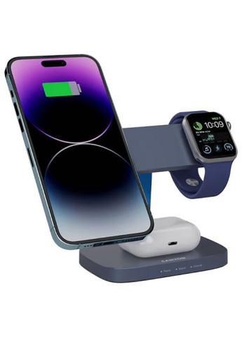 Зарядний пристрій wireless charger HEXAGON WCS-310 3in1 DarkGrey/Blue (CNS-WCS310DGBL) Canyon wireless charger HEXAGON WCS-310 3in1 DarkGrey/Blu (370019995)