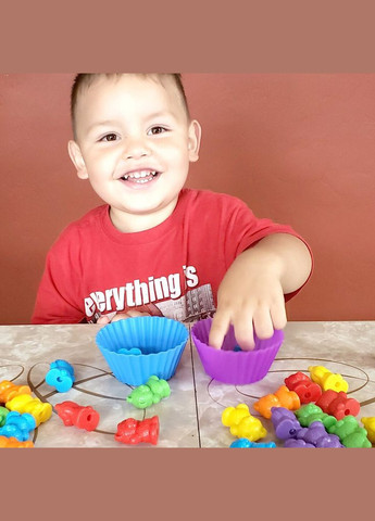 Ігровий набір сортер Learning Bears з пінцетом - Монтессорі гра для рахунку та сортування по кольорам No Brand (314751014)