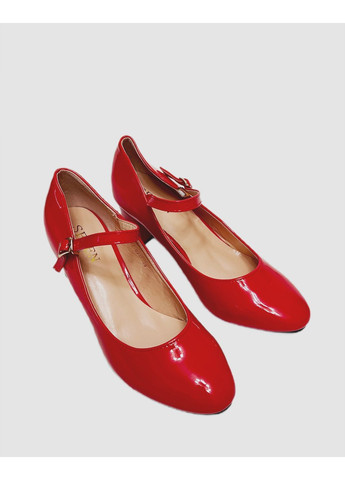 Красные туфли подростковые лаковые на каблуке с ремешком красные на каблуке Seven