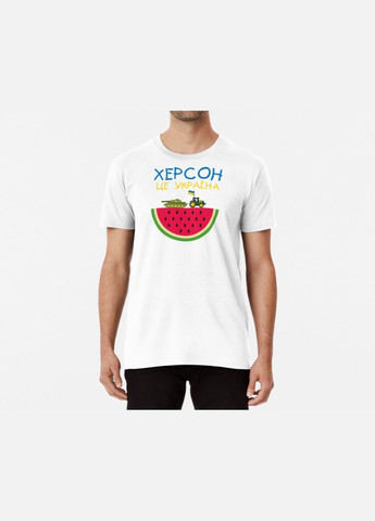 Біла чоловіча патріотична футболка з принтом херсон це україна трактор тягне танк Stedman