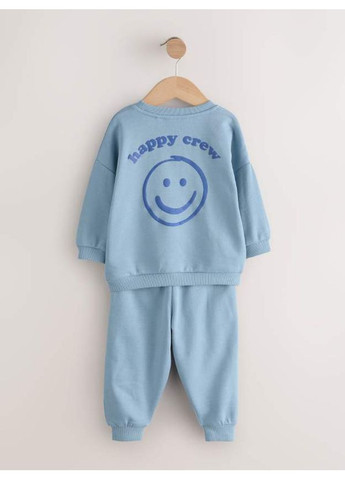 Коричневий демісезонний комплект оверсайз на флісі light blue/smile Next Trend 7074~01