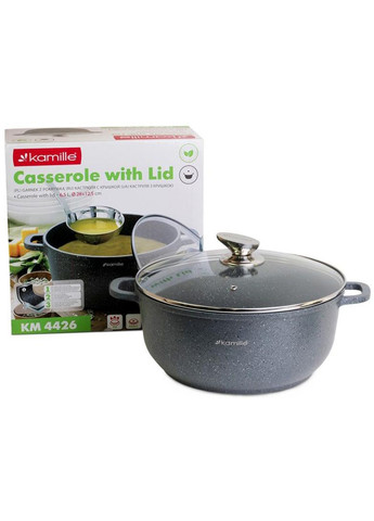 Кастрюля Landes Grey 6.5л с литыми алюминиевыми ручками Kamille (372174189)