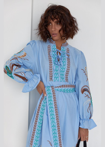 Блакитний зимній жіноча вишита сукня жито блакитна ESQ 4499