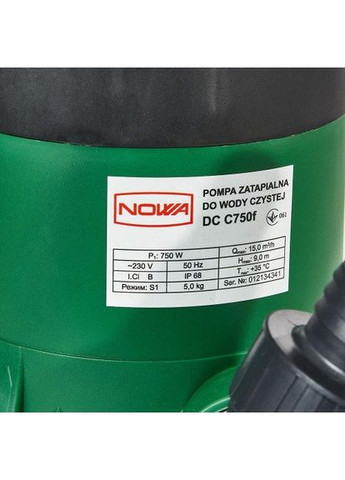 Насос заглибний дренажний для чистої води NOWA DC C750f Vitals (363057174)