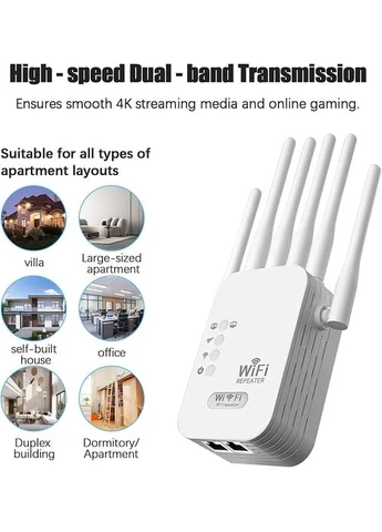 Потужний Wi-Fi ретранслятор 2.4G з 6 антенами / маршрутизатор / підсилювач вай фай сигналу HelferHoff (395318441)