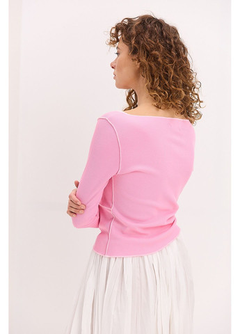 Женский лонгслив в розовый рубчик со швами наизнанку Arjen (361056799)