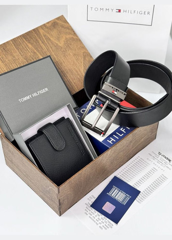 Мужской подарочный набор ремень и портмоне в деревянной коробке (073) No Brand (322157173)