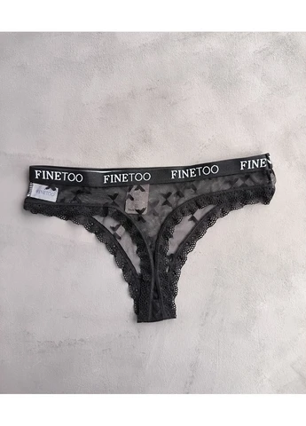 Трусики стрінги в прозору чорну сіточку Finetoo (401047862)