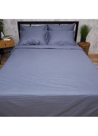 Комплект постельного белья Satin Stripe двуспальный 175х210 наволочки 2х50х70 (MS-820017086) Moon&Star Ocean Steel (400230064)