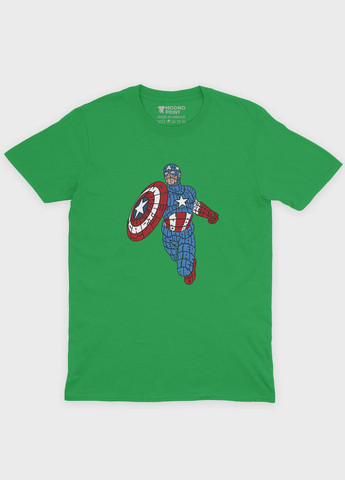 Зеленая демисезонная футболка для девочки с принтом супергероя - капитан америка (ts001-1-keg-006-022-001-g) Modno