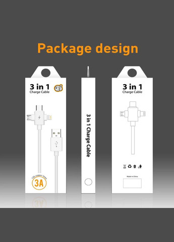 Кабель для зарядки 3в1 1м - Micro, Type-c, Lightning (5002077) FLOVEME (300694601)