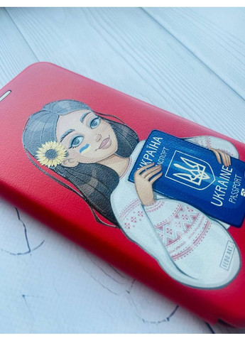 Чохол-книжка з малюнком для Xiaomi Redmi Note 8 Pro Червоний; Дівчина з паспортом (патріотичний принт 12) G-Case (359500302)