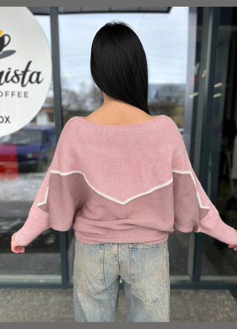 Розовый женский свитер цвет пудра с темной пудрой р.46/56 454047 New Trend