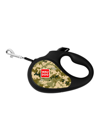 Поводок-рулетка для собак R-leash, рисунок "Милитари", S, до 15 кг, 5 м, светоотражающая лента WAUDOG (322641556)