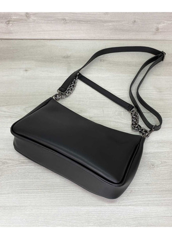 Сумка жіноча Місяць чорна екошкіра клатч для повсякденного використання молодіжна з плечовим ременем ProDobro (367265996)