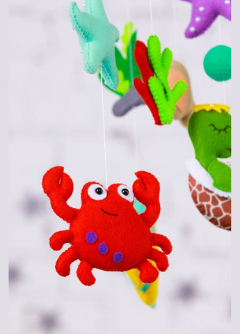 Дитячий музичний мобіль на ліжечко для немовлят WooolyWool «Морські мешканці» з 35 мелодіями (М008) No Brand (342758022)