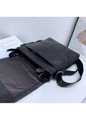 Шкіряна сумка чоловіча через плече 21х23х5.5, м'яка барсетка для гаджетів 12977 чорна Tiding Bag (341309403)