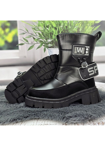 Зимние сапоги дутики детские для девочки черные зимние эко-кожа Леопард