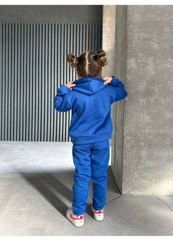 Синій демісезонний костюм унісекс тринитка на флісі,оверсайз,штани та худі з капюшоном та кишеня кенгуру Україна
