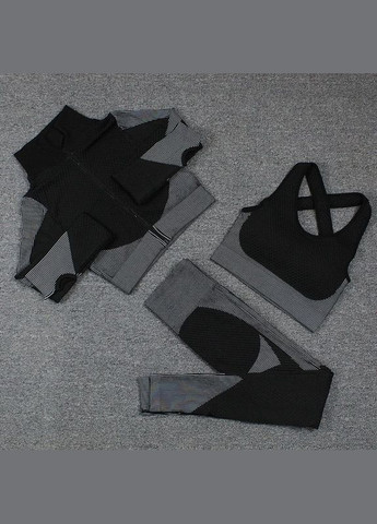 Безшовний комплект для фітнесу та тренувань трійка рашгард, топ та лосини, No Brand (324230531)