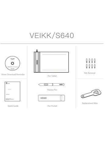 Графічний планшет VEIKK S640 для малювання No Brand (303360500)