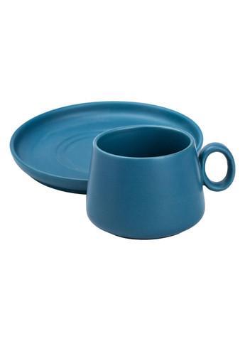 Кружка с блюдцем в нордическом стиле керамическая 300 мл, Happy Life (323210961)