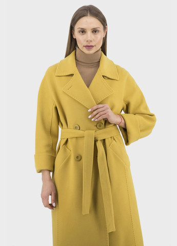 Жовтий демісезонне Класичне жіноче вовняне пальто на синтепоні для осені та весни Kent (, ), 38119 No Brand