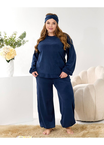 Синяя зимняя пижама женская 3 в 1 с брюками флисовая No Brand