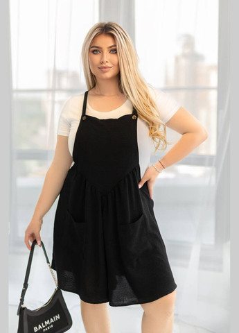 Комбинезон женский однотонный Style Point комбинезон-шорты однотонный чёрный повседневный, кэжуал креп