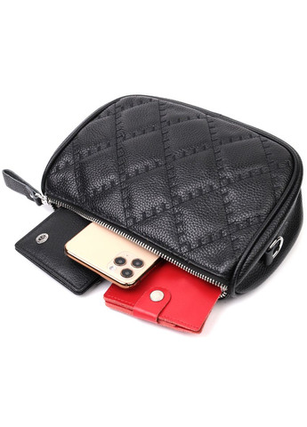 Женская кожаная полукруглая сумка через плечо Vintage с карманами черная (sku_22394) No Brand (329853492)