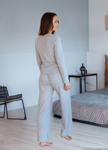 Сіра всесезон піжама жіноча бавовняна кофта + брюки N.EL.