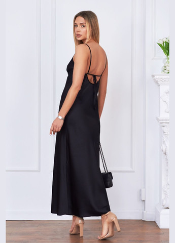 Черное вечернее вечернее шелковое платье на брителях черное длинное платье-комбинация itelle однотонное