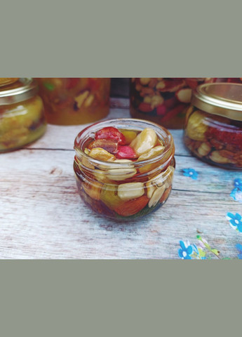 Асорті горіхи і сухофрукти у меду акації 0,1 л (140 грам) МЕД ПОШТОЮ (322148857)