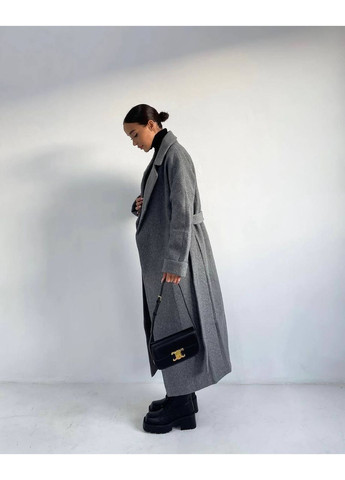 Серое зимнее Женское зимнее длинное пальто KaraMix