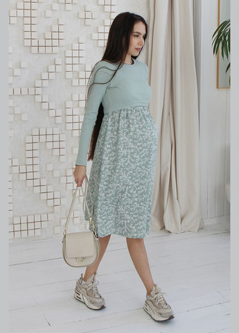 Оливкова трикотажна сукня для вагітних та годуючих мам оливкова Юла мама