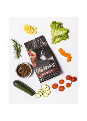 Сухой корм Small для собак малых пород, со свежим ягненком и индейкой, 12 кг (*) Savory (323219501)
