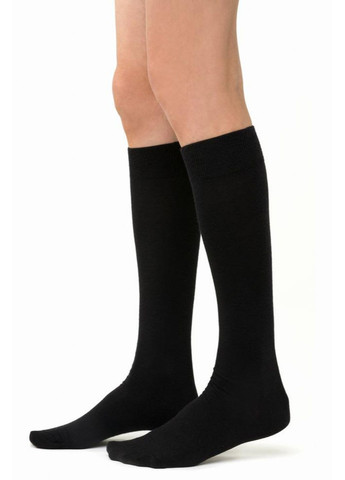 Чёрные гольфы женские из шерсти мериноса 130 merino wool Steven (349500096)